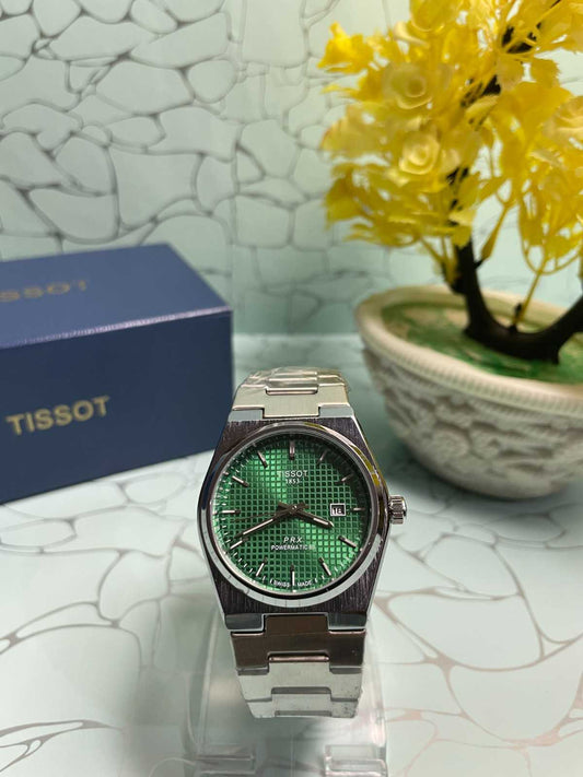 ساعة تيسو PRX 1853 فضية-خضراء