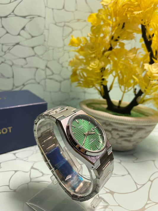 ساعة تيسو PRX 1853 فضية-خضراء